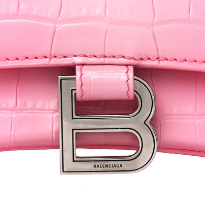 Balenciaga Calfskin Crocodile Embossed Degrade Small Hourglass Top Handle Bag Sweet Pink 7 of 15