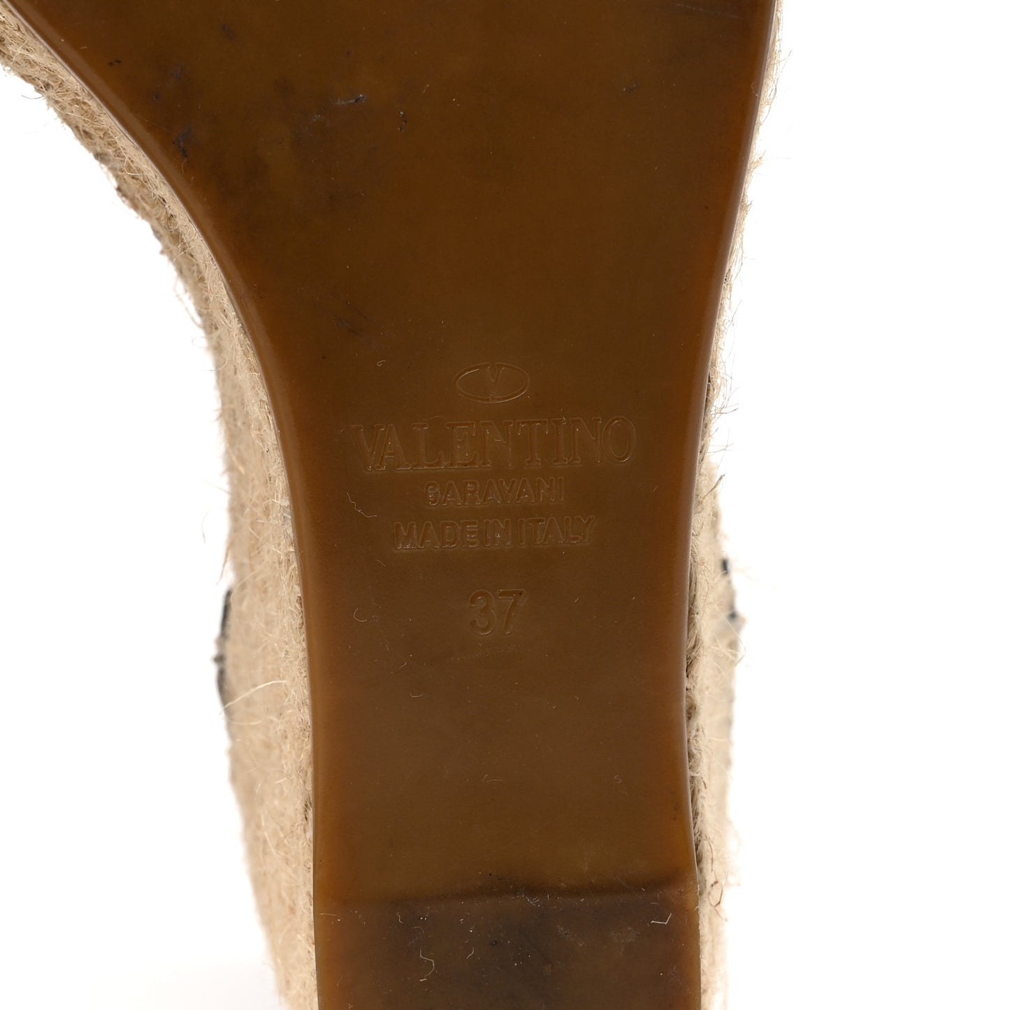 Grained Calfskin Rockstud Ankle Wrap Espadrille 15/85mm Wedges 37 Black Light Cuir