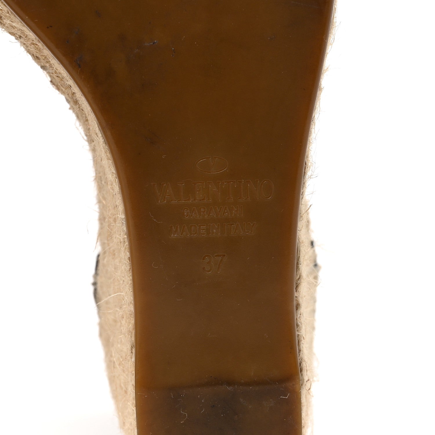 Valentino Garavani Grained Calfskin Rockstud Ankle Wrap Espadrille 15/85mm Wedges 37 Black Light Cuir 7 of 10