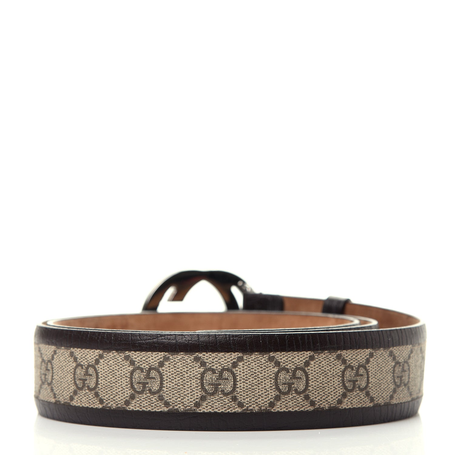 Gucci GG Supreme Monogram Niagara Lux Calfskin Interlocking G 40mm Belt 110 44 Beige Ebony Cocoa 2 of 5