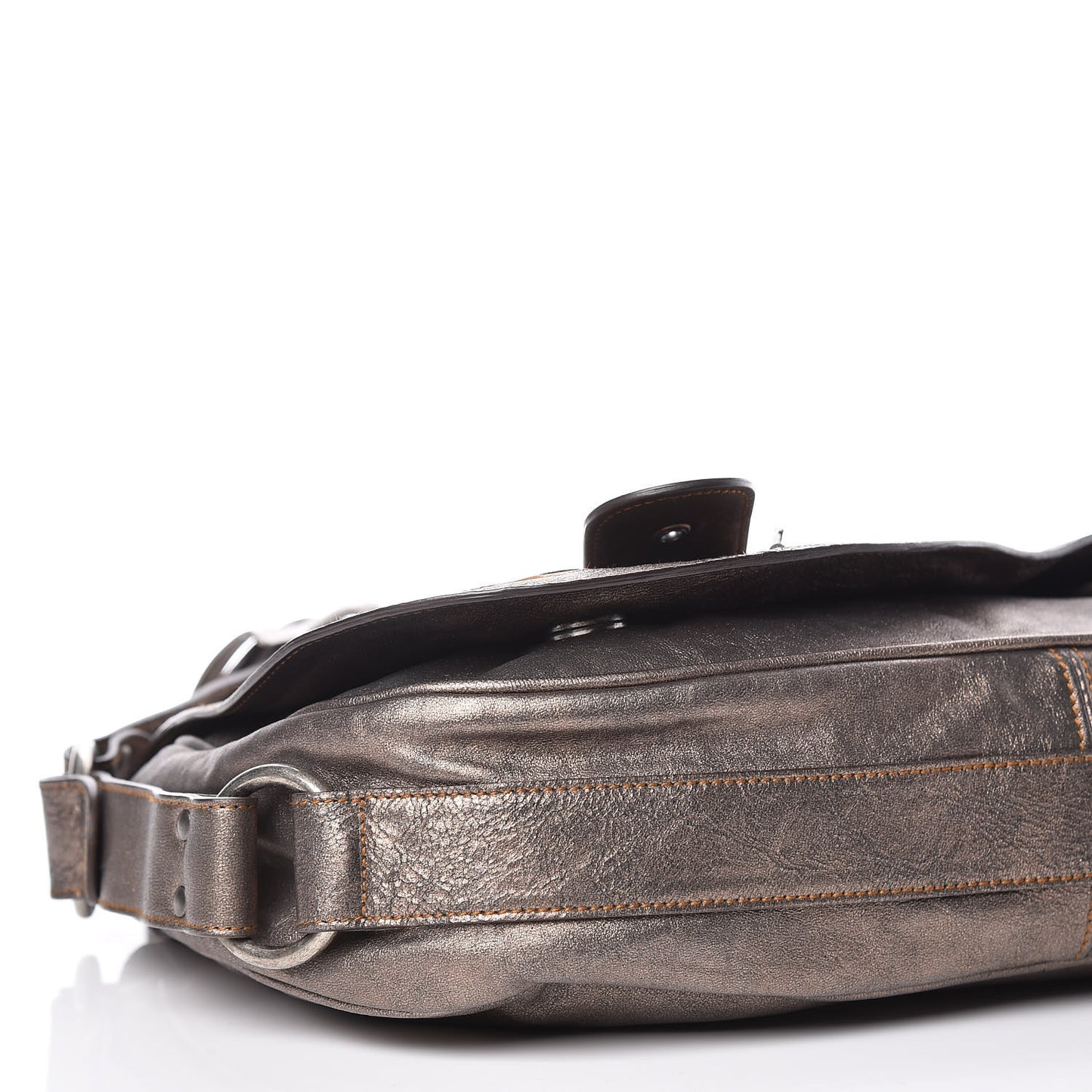 Metallic Calfskin Medium Gaucho Double Saddle Bag Bronze
