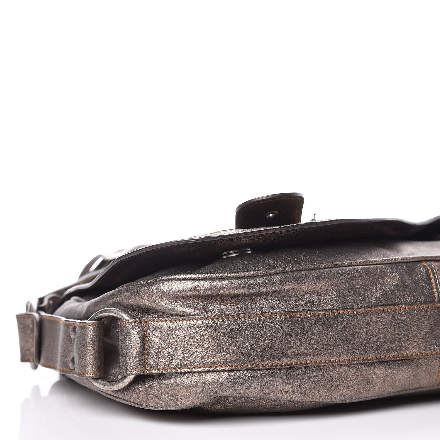 Christian Dior Metallic Calfskin Medium Gaucho Double Saddle Bag Bronze 8 of 11