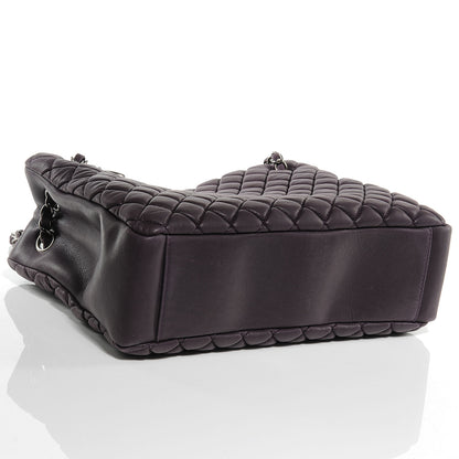 Chanel Iridescent Calfskin New Bubble Quilt Small Tote Plum 4 of 8