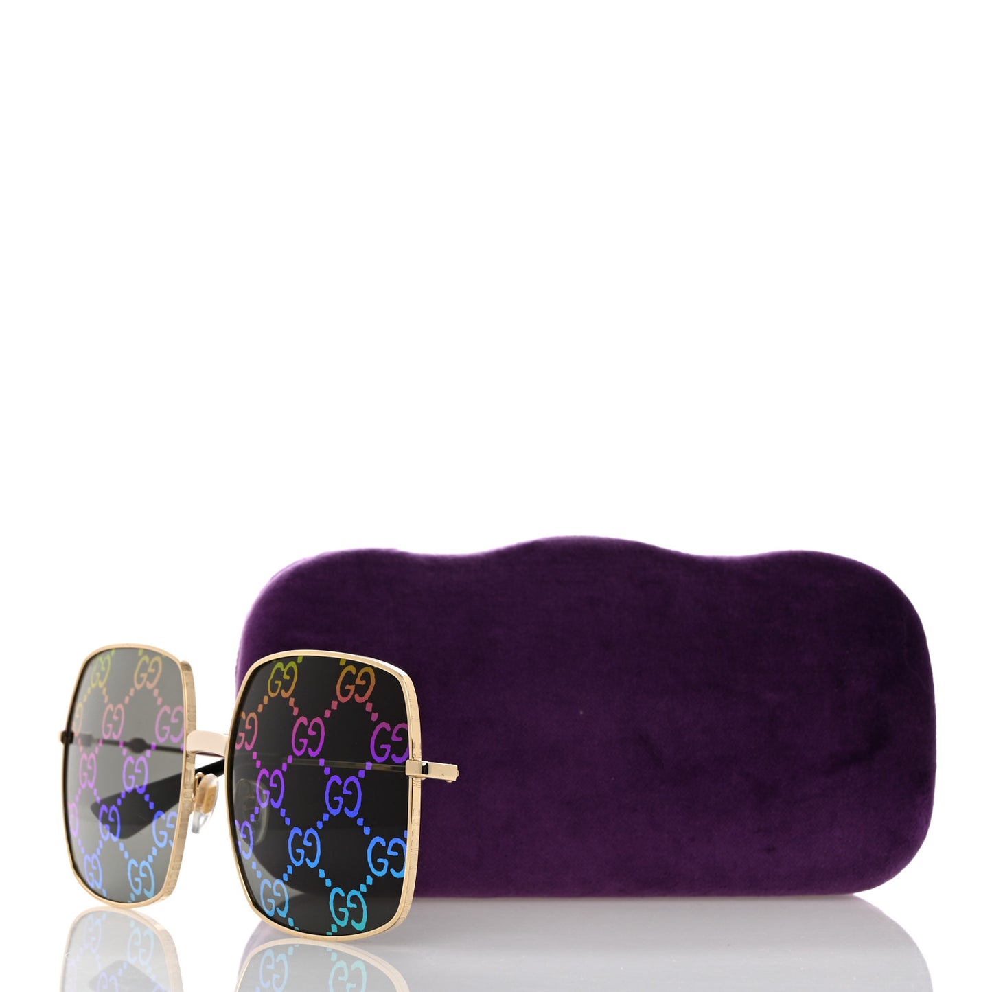 Metal Rectangular Frame Sunglasses GG0414S Gold Multicolor