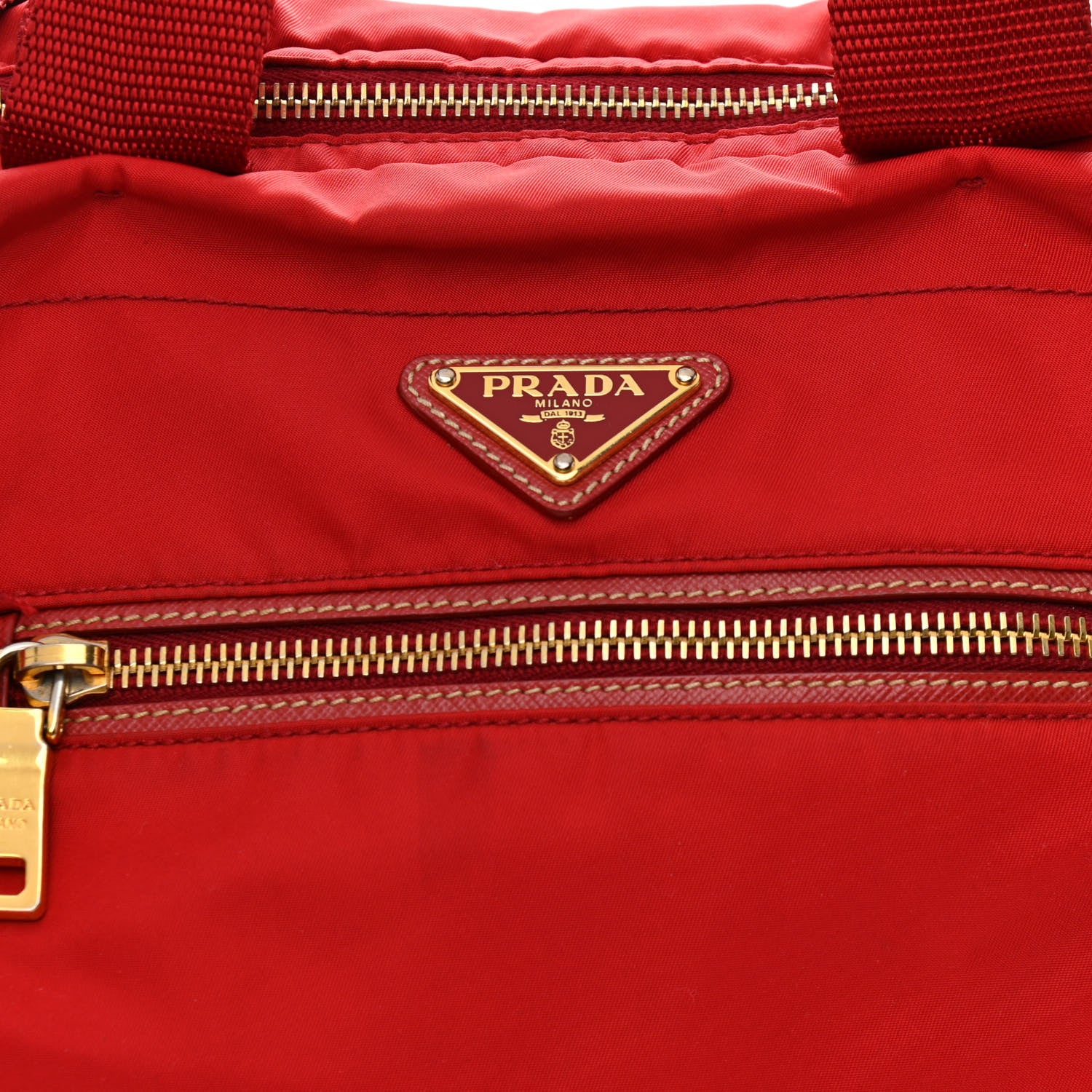 Prada Tessuto Nylon Saffiano Shoulder Bag Rosso 7 of 13