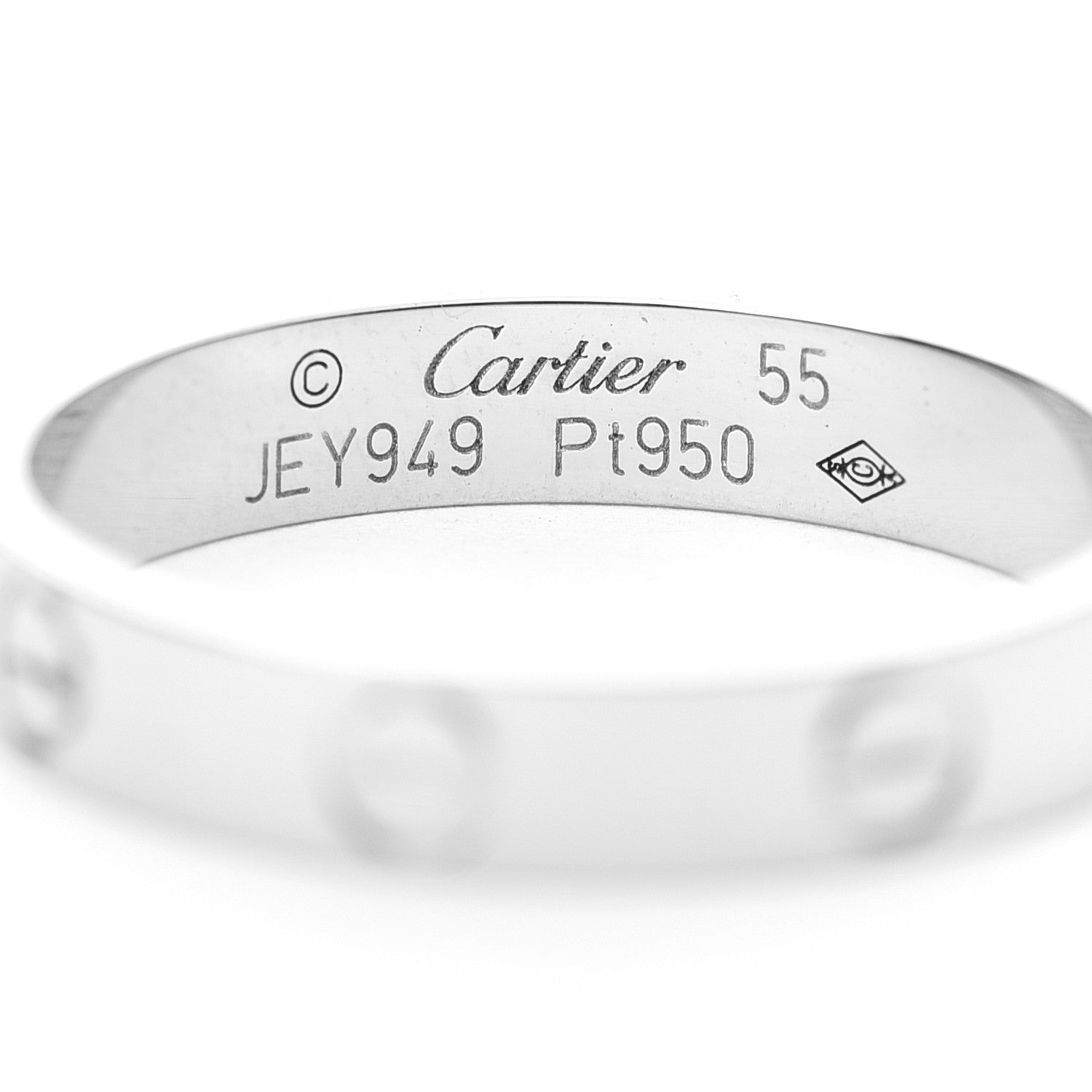 Cartier Platinum 3.5mm LOVE Wedding Band Ring 55 7.25 4 of 4