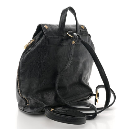 MCM Grained Calfskin Studded Drawstring Backpack Black 3 of 9