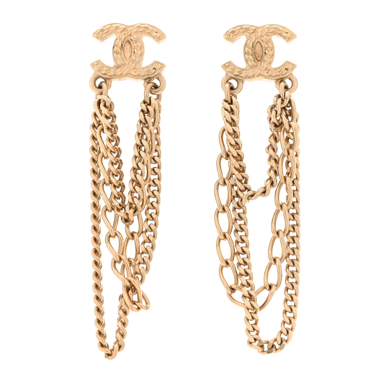 Chanel Metal CC Chain Drop Earrings Gold 1 of 4