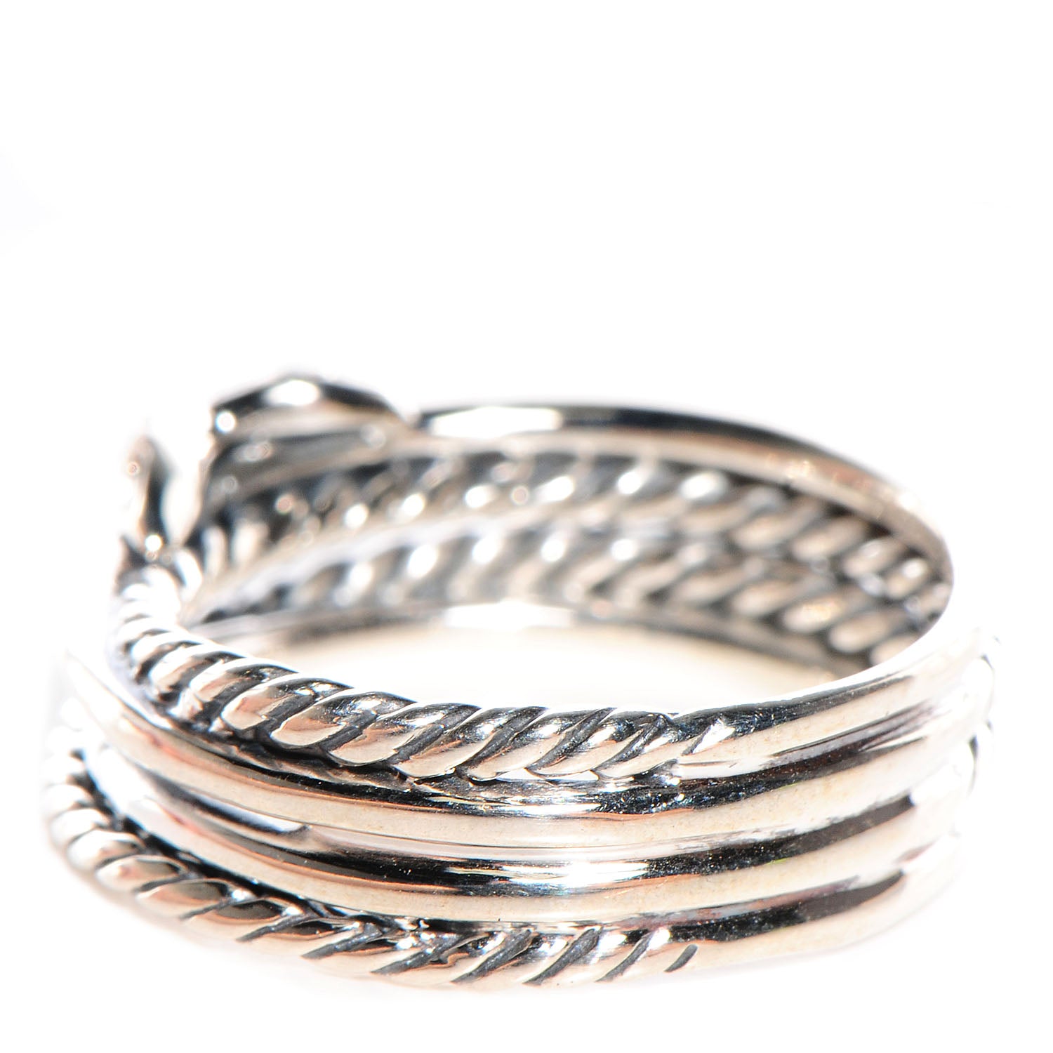 David Yurman Sterling Silver Diamond X Crossover Ring 6 3 of 4