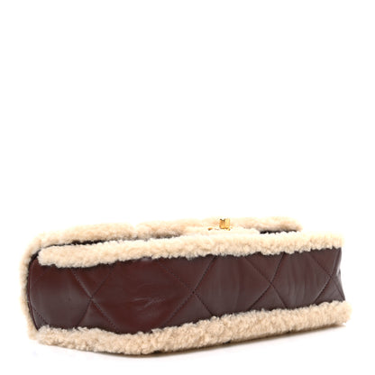 Chanel Shearling Lambskin Quilted Furry Coco Flap Beige Dark Brown 4 of 10