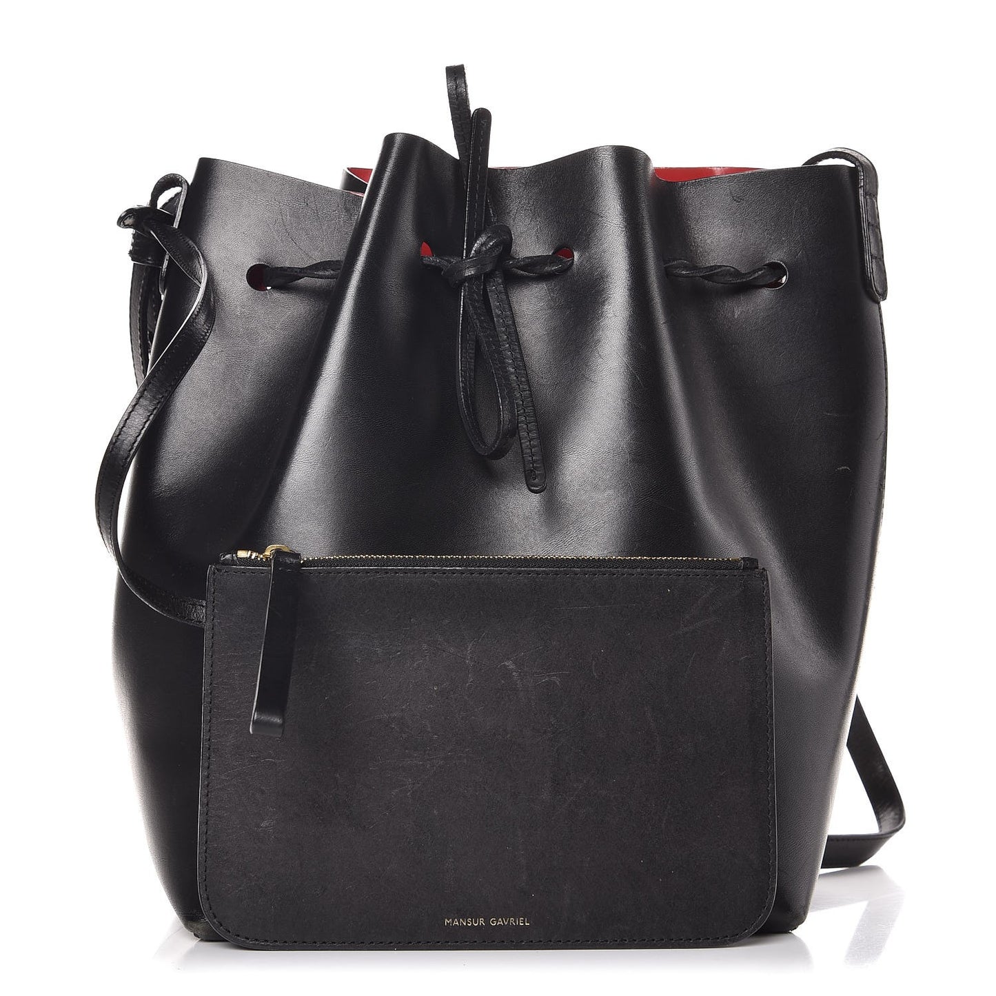 Vegetable Tanned Calfskin Bucket Bag Black Flamma