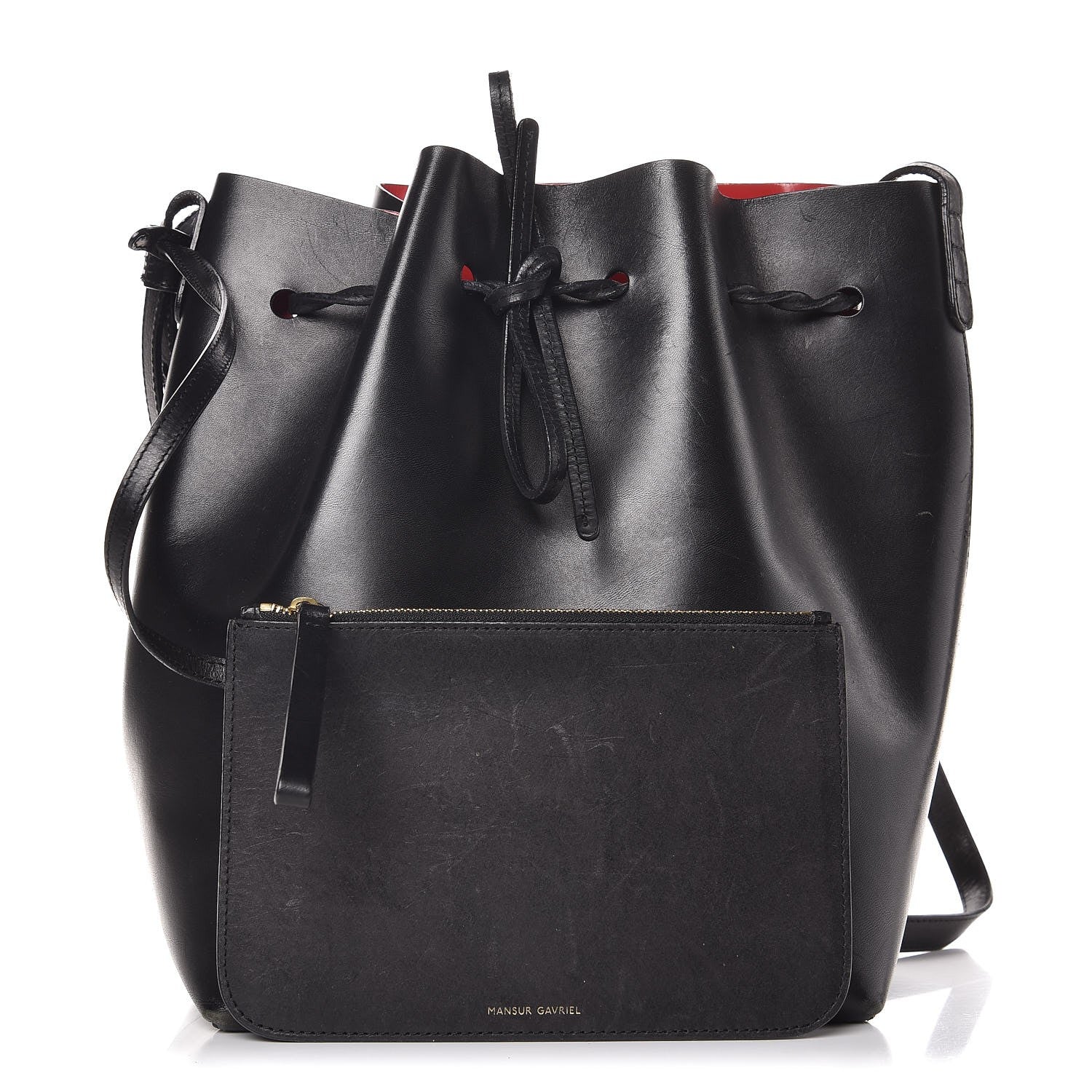 Mansur Gavriel Vegetable Tanned Calfskin Bucket Bag Black Flamma 1 of 13
