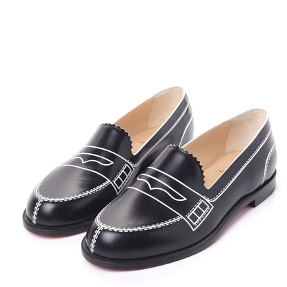 Christian Louboutin Calfskin Women Mocalaureat Tromp L'oeil Loafers 34.5 Black 2 of 8