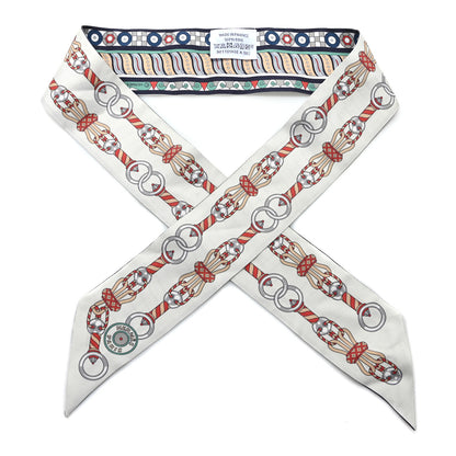 Hermes Silk Harnais En Rosace Twilly Creme Marine Vert 1 of 4