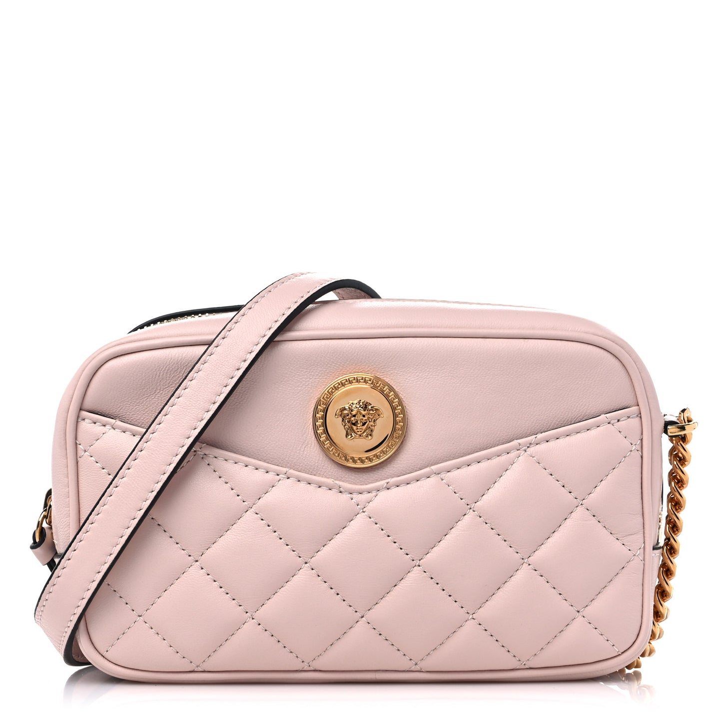 Nappa Quilted La Medusa Camera Bag Light Pink