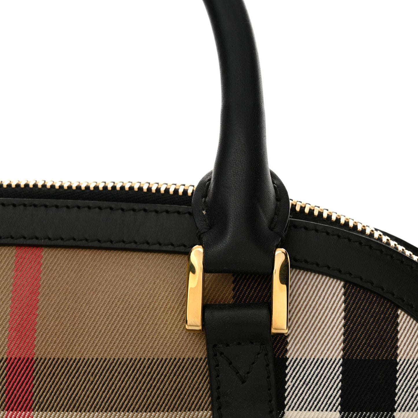 Bridle Calfskin House Check Small Orchard Bowling Bag Black