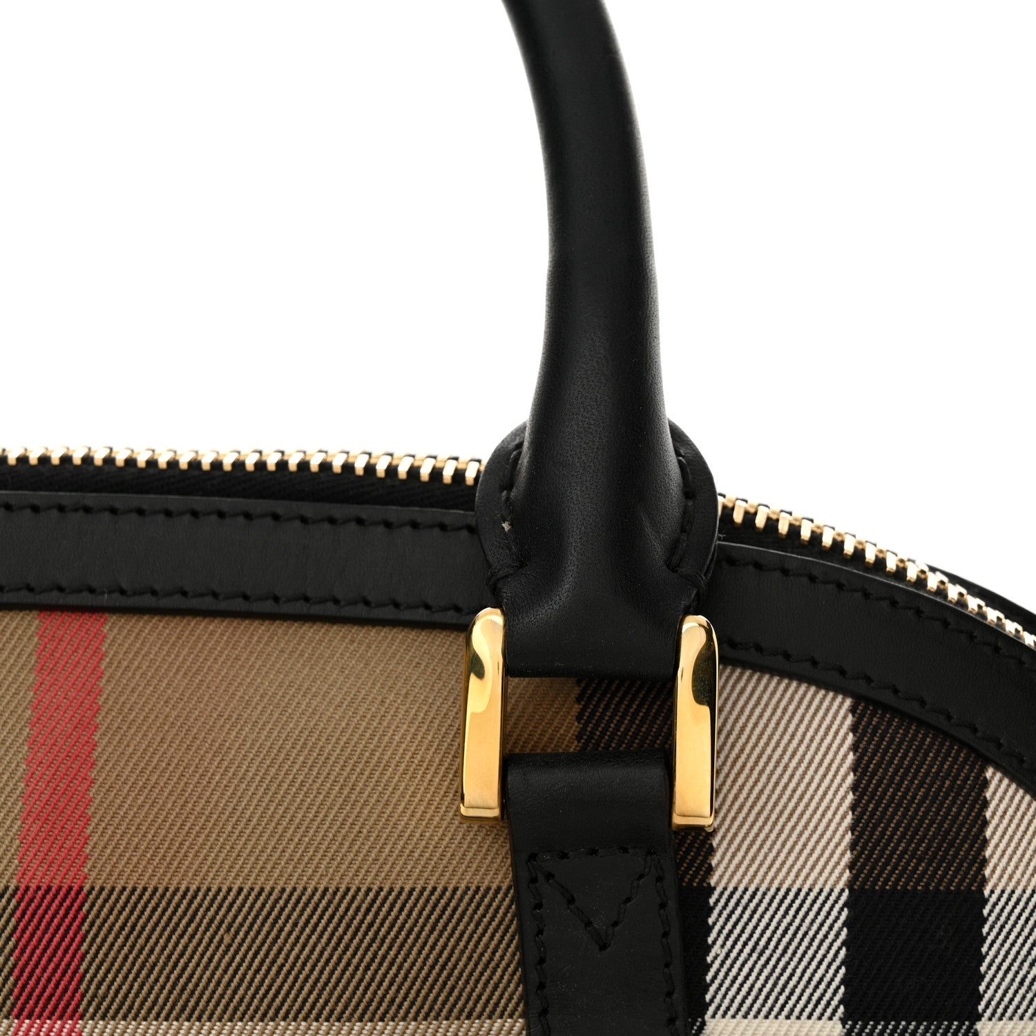 Burberry Bridle Calfskin House Check Small Orchard Bowling Bag Black 16 of 19