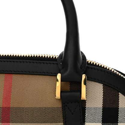 Burberry Bridle Calfskin House Check Small Orchard Bowling Bag Black 16 of 19