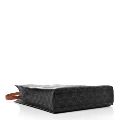 Celine Triomphe Canvas Calfskin Small Vertical Cabas Tan 4 of 9