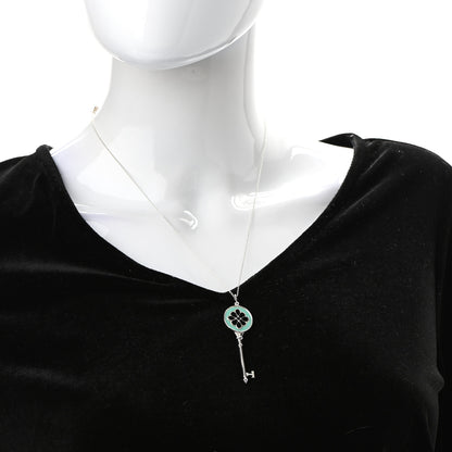 Tiffany Sterling Silver Enamel Knot Key Pendant Necklace Blue 2 of 7