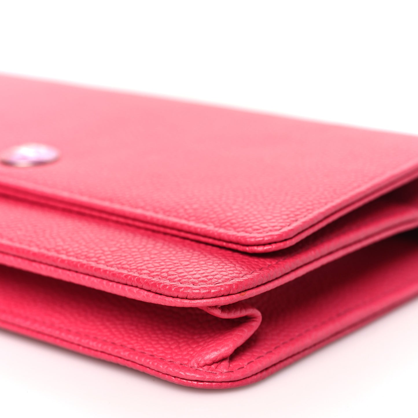 Caviar Enamel Button CC Wallet on Chain WOC Dark Pink