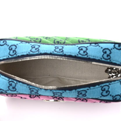 Gucci Monogram Multicolor Matelasse Diagonal Small GG Marmont Chain Shoulder Bag Pink Blue Green Red Light Blue 5 of 9