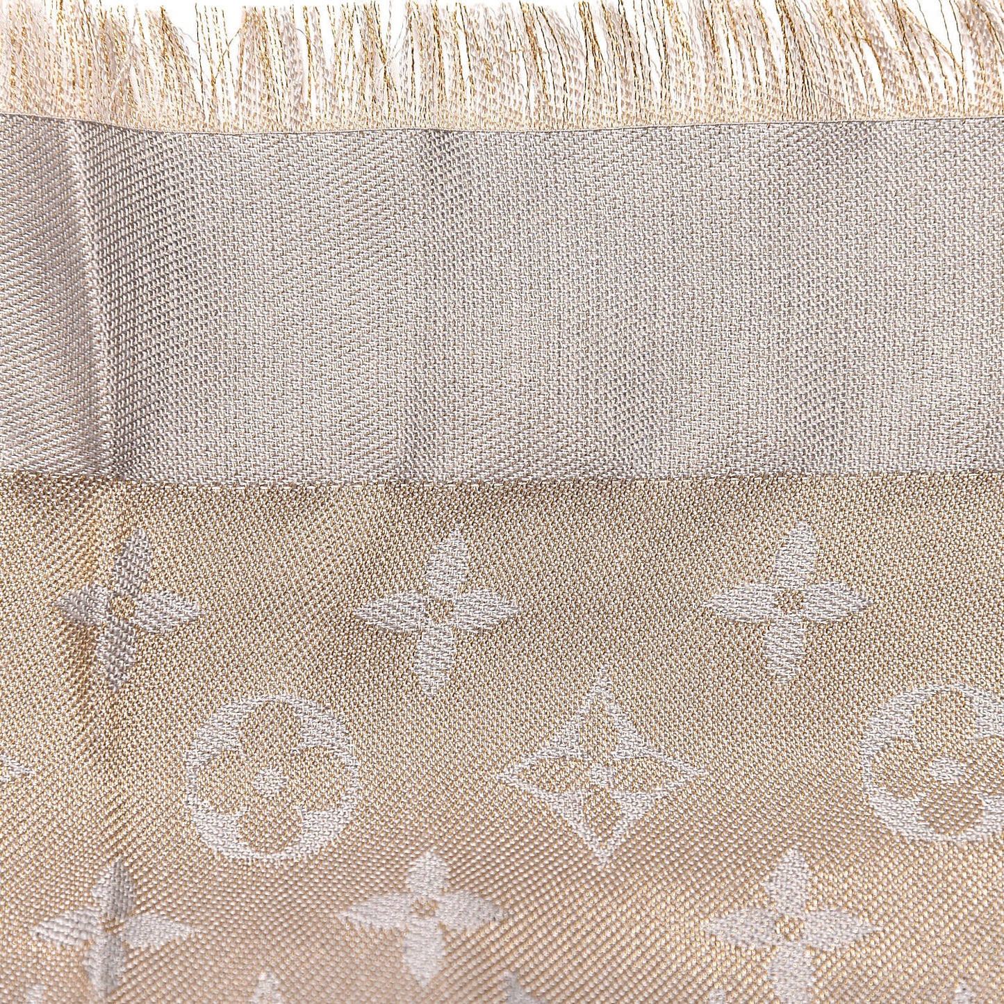 Silk Wool Monogram Shine Shawl Charcoal Greige