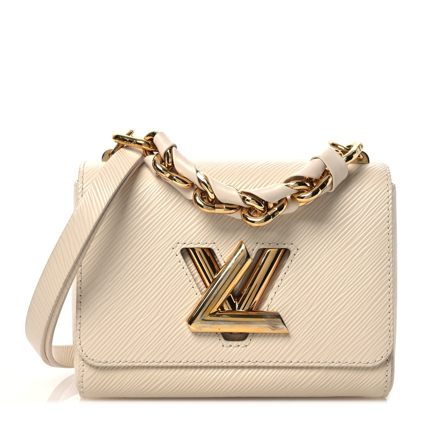 Epi Twist Braided Chain Shoulder Bag PM Quartz White