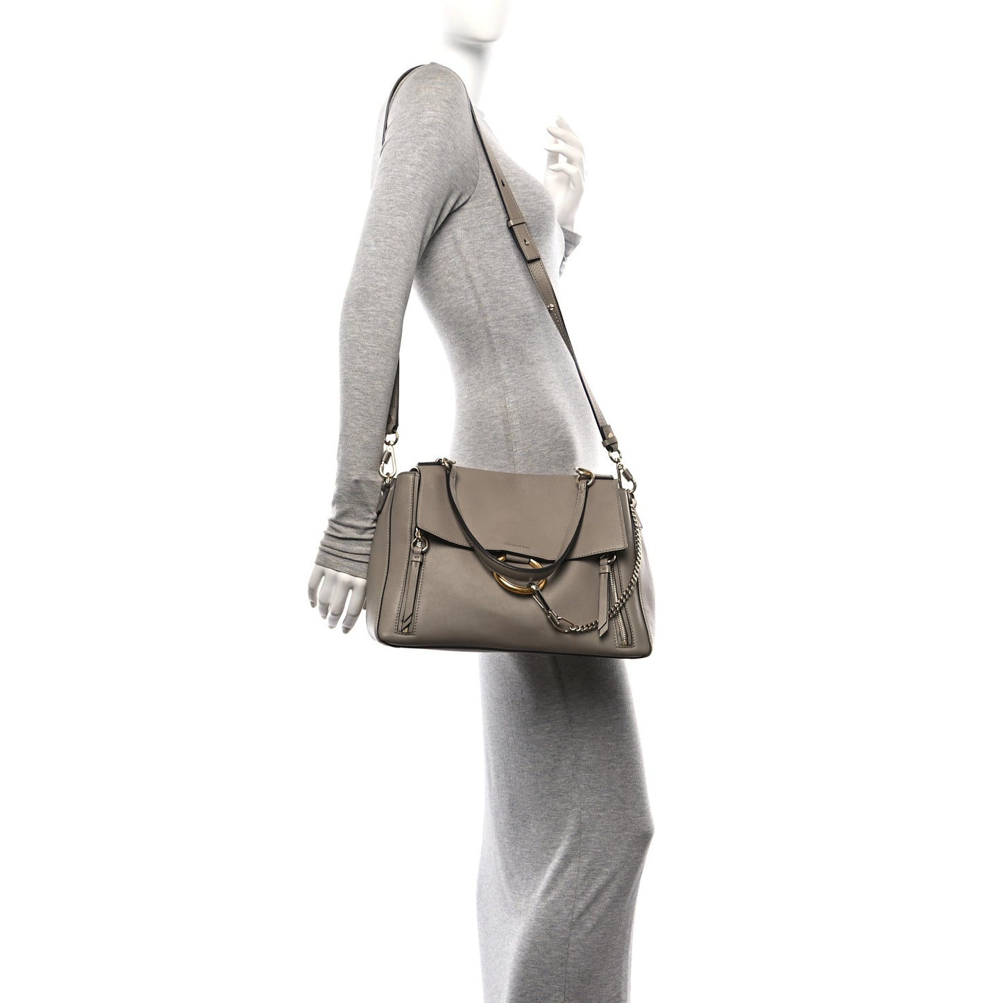 Calfskin Medium Faye Day Shoulder Bag Motty Grey