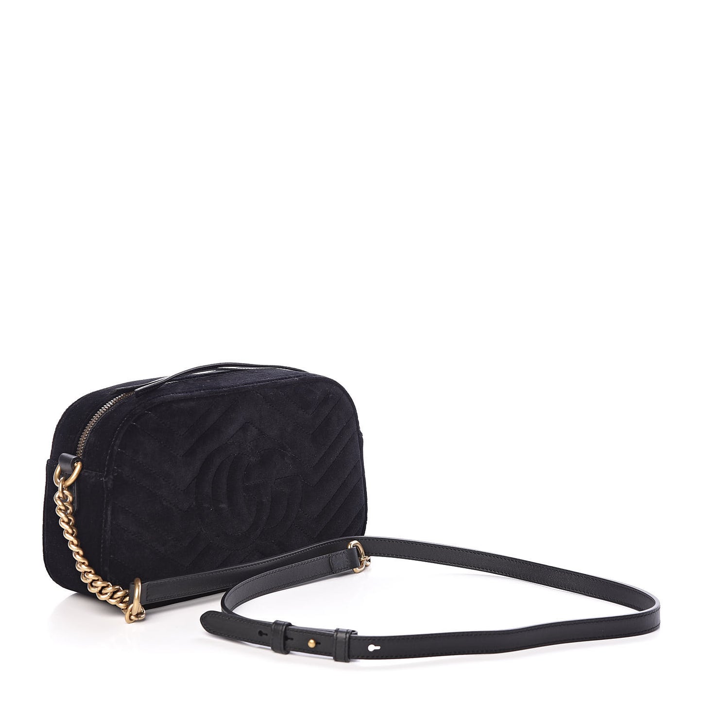 Velvet Matelasse Small GG Marmont Chain Shoulder Bag Black