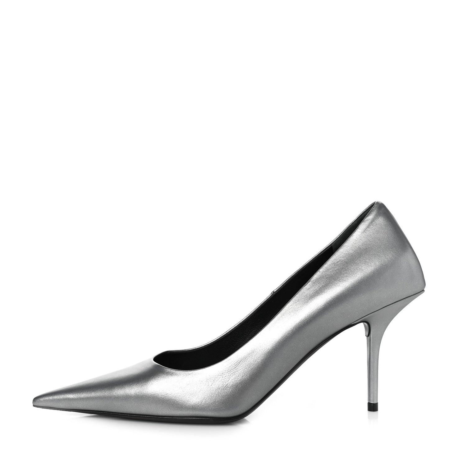 Metallic Nappa Square Knife 80mm Pumps 38.5 Silver