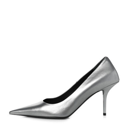 Balenciaga Metallic Nappa Square Knife 80mm Pumps 38.5 Silver 1 of 7
