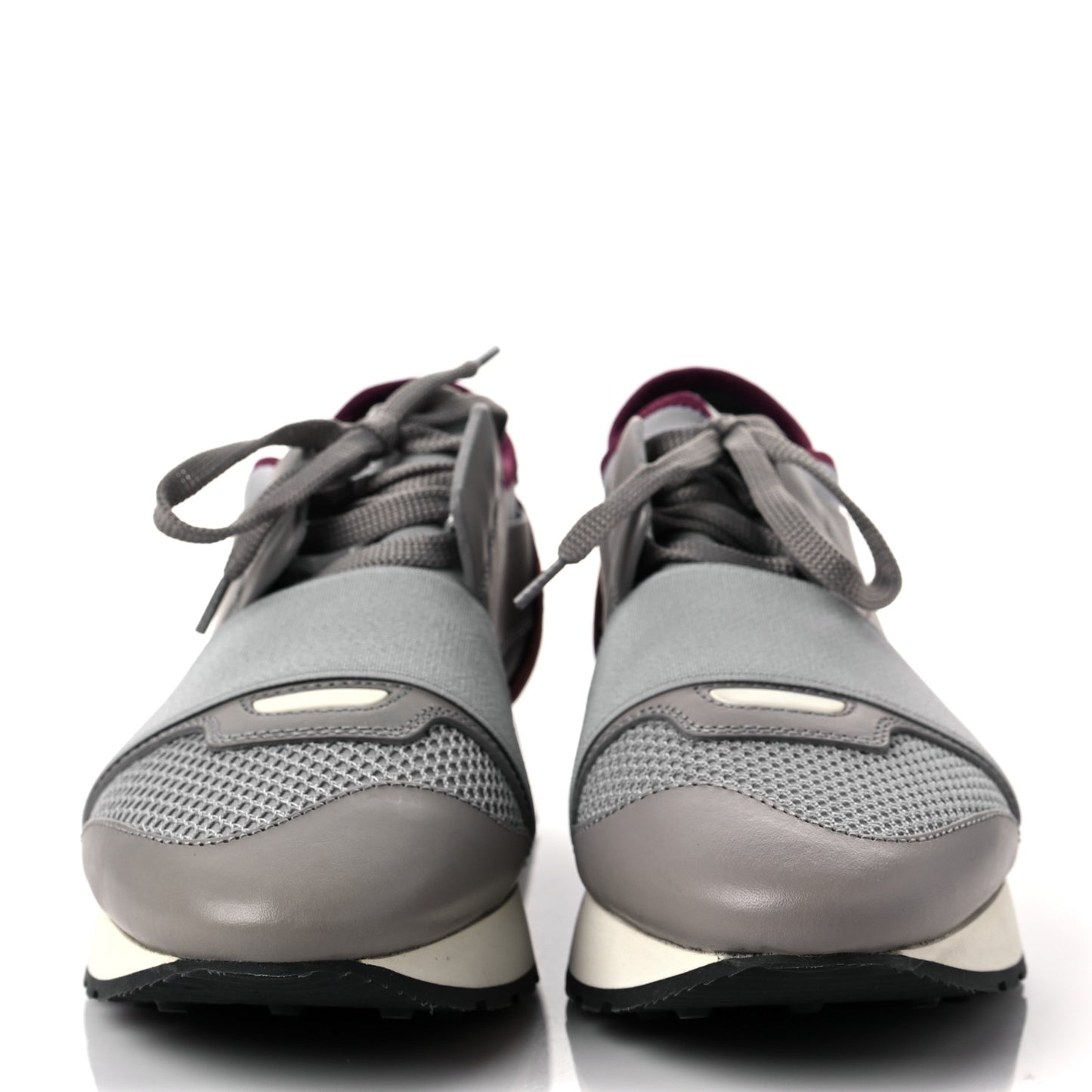 Mesh Calfskin Neoprene Suede Womens Race Runner Sneakers 37 Gris Bois de Rose