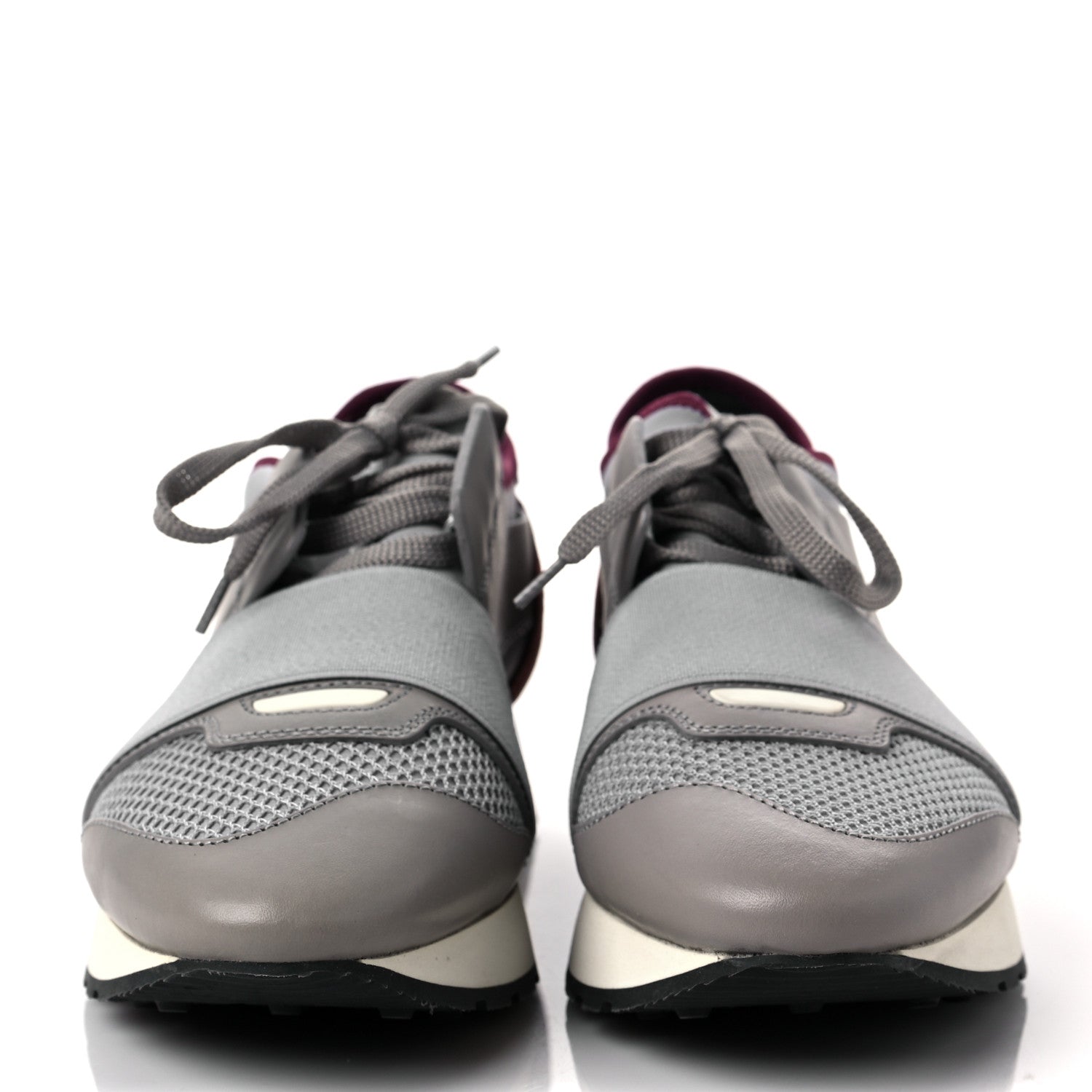 Balenciaga Mesh Calfskin Neoprene Suede Womens Race Runner Sneakers 37 Gris Bois de Rose 2 of 7