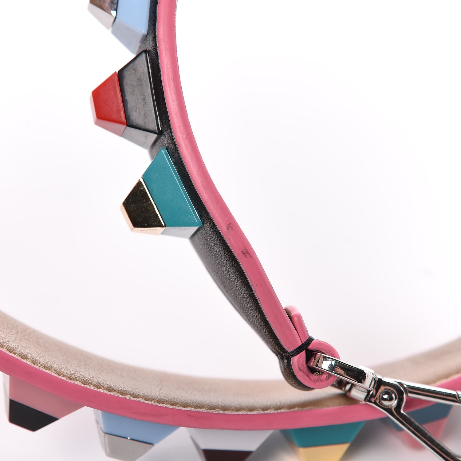 Fendi Vitello Dolce Plexiglass Bi-Color Studded Strap You Black Brownie Multicolor 8 of 8
