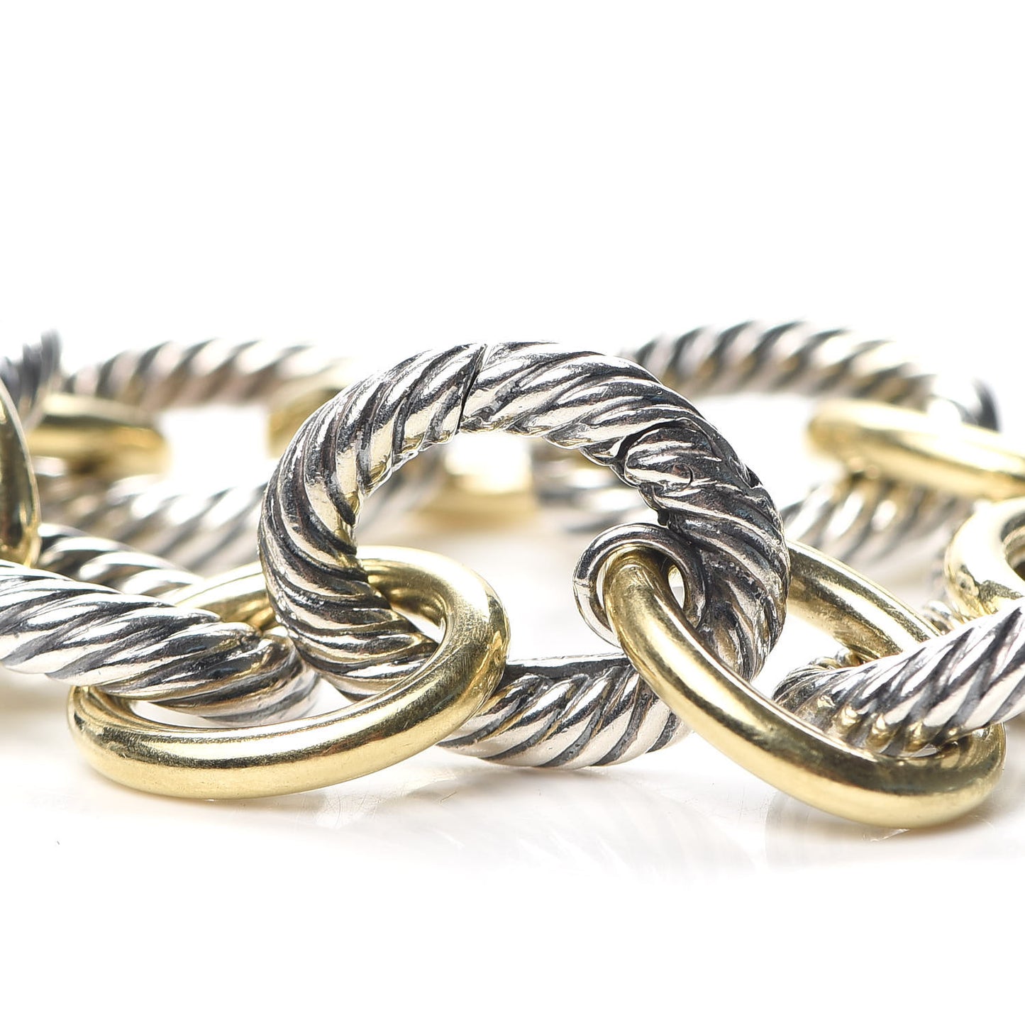 Sterling Silver 18K Yellow Gold 17mm Extra Large Oval Link Bracelet