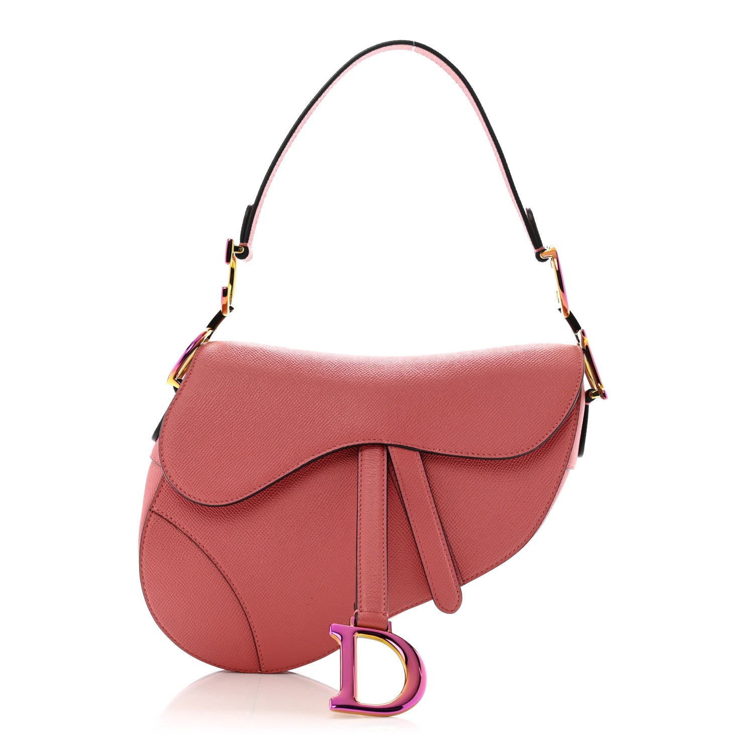 Christian Dior Grained Calfskin Saddle Bag Pink 1 of 11