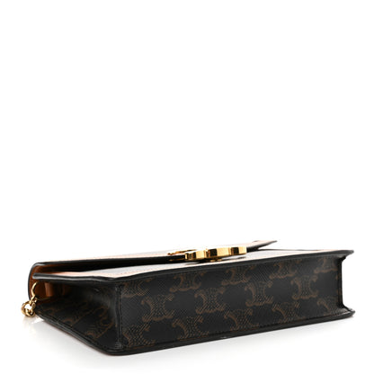 Celine Triomphe Canvas Calfskin Margo Wallet on Chain Tan 4 of 13