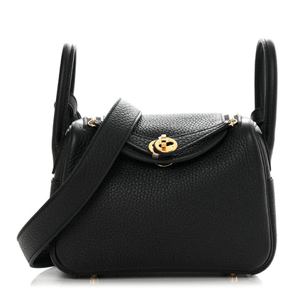 Hermes Taurillon Clemence Mini Lindy 20 Black 1 of 11