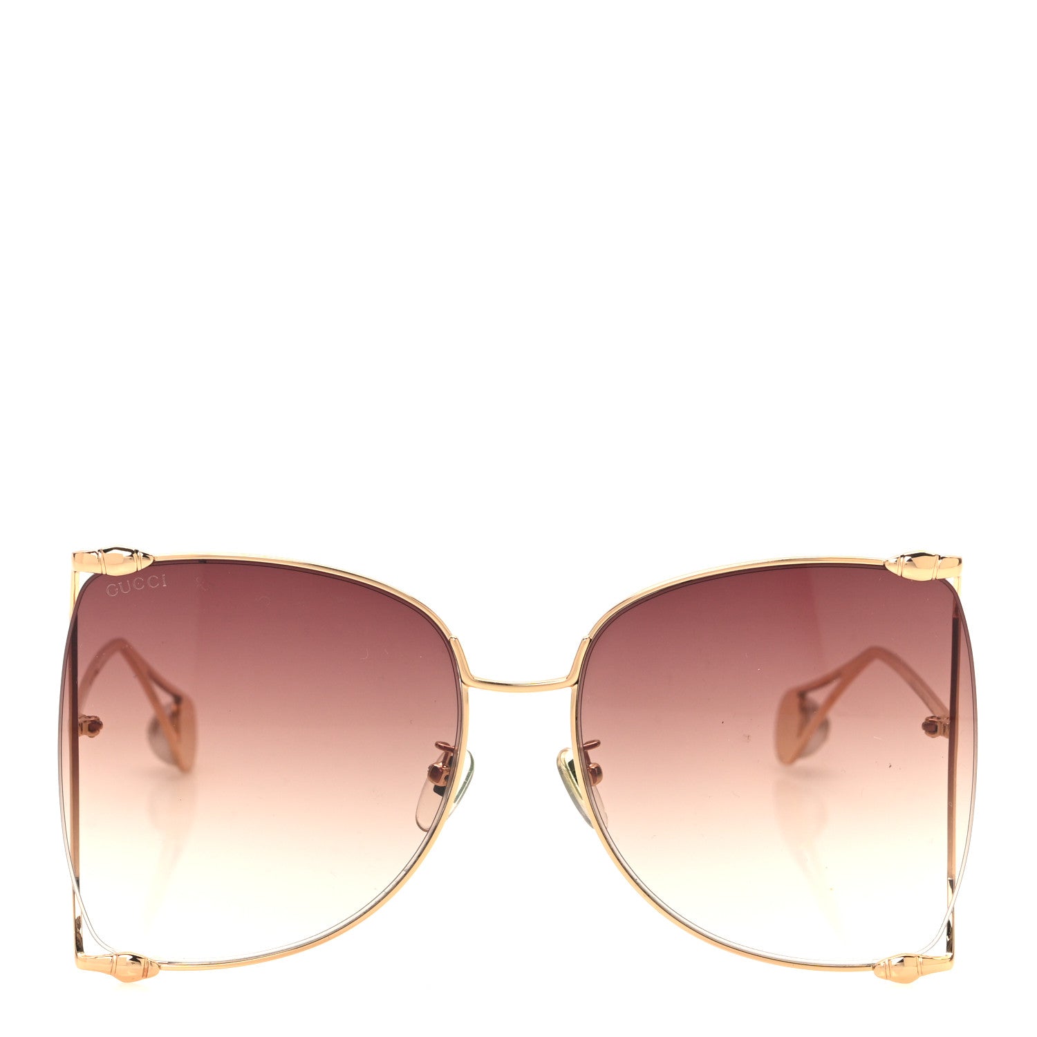 Gucci Oversized Round Sunglasses GG0252S Gold Brown 2 of 8