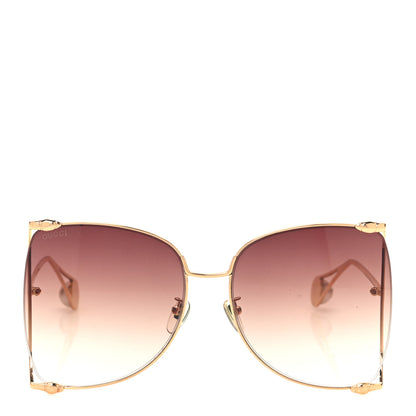 Gucci Oversized Round Sunglasses GG0252S Gold Brown 2 of 8