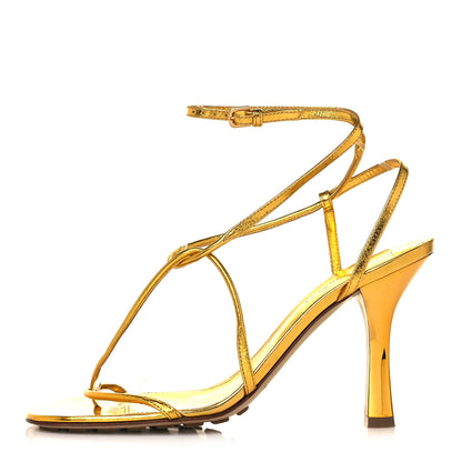Bottega Veneta Laminated Calfskin The Line 90mm Sandals 37 Gold 1 of 8