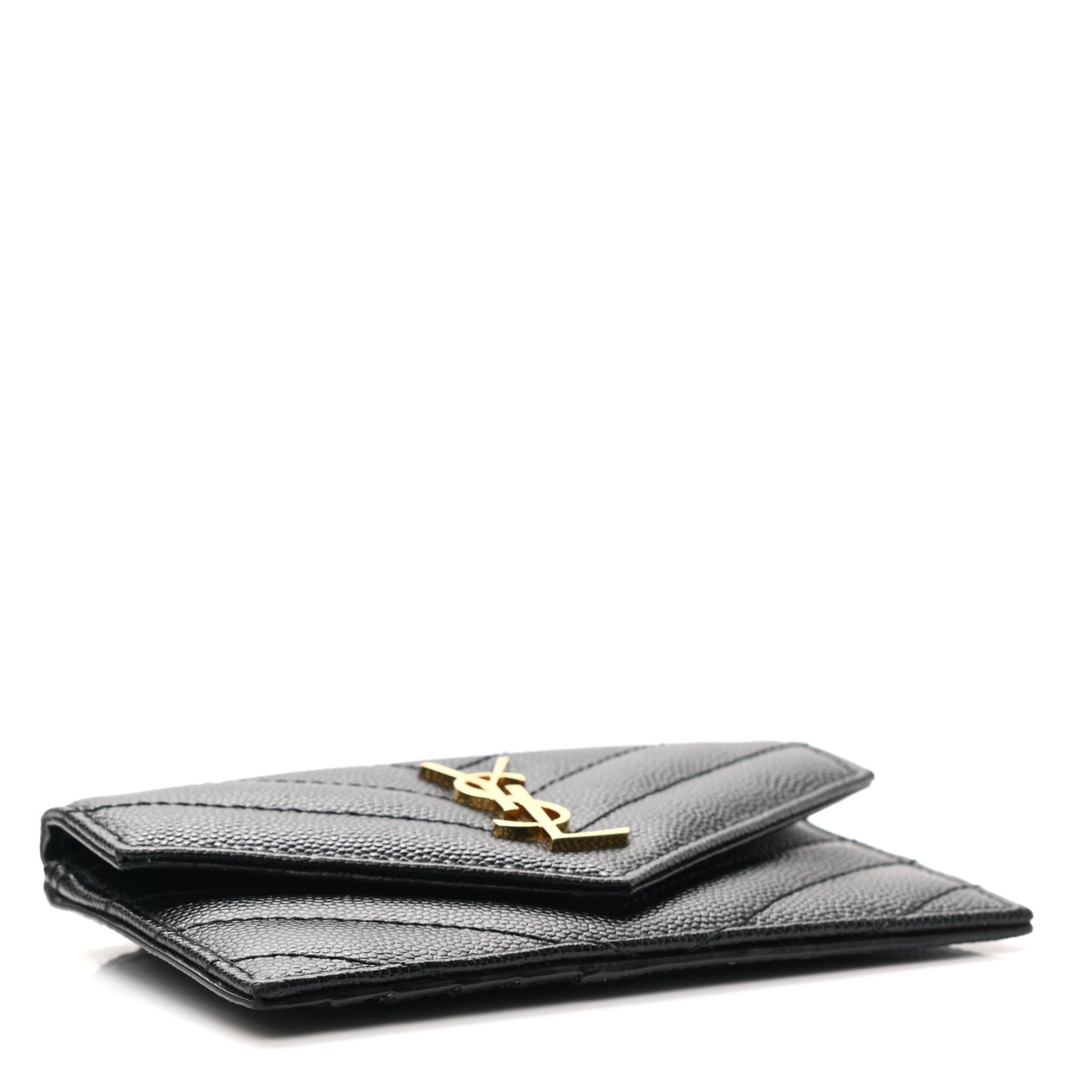 Grain De Poudre Matelasse Chevron Monogram Fragments Zippered Card Case Black