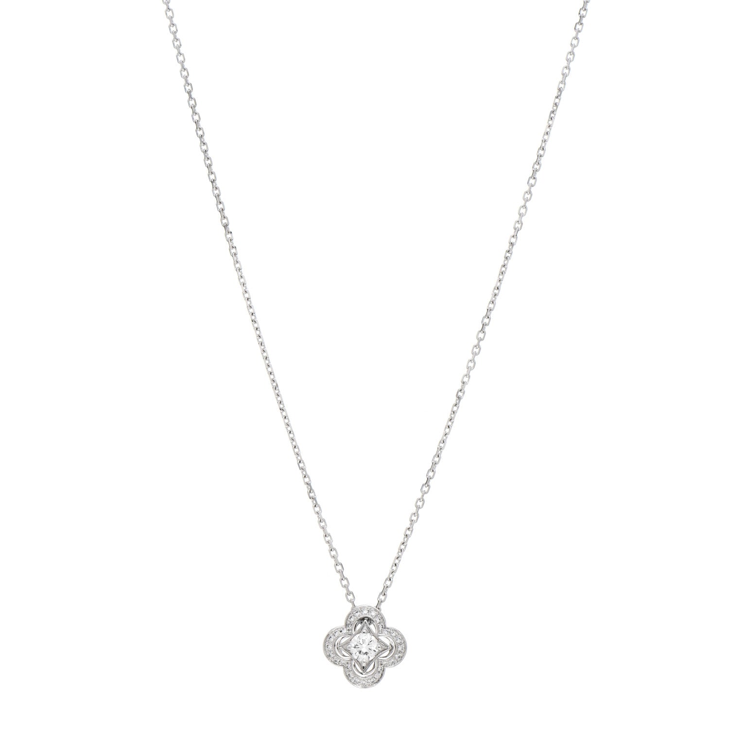 Louis Vuitton 18K White Gold Diamond Les Ardentes Pendant Necklace 1 of 6