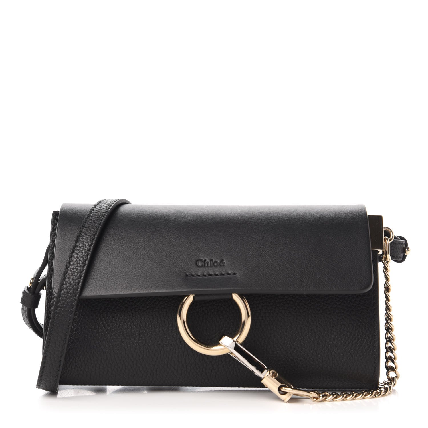 Chloe Suede Calfskin Mini Faye Shoulder Bag Black 1 of 9