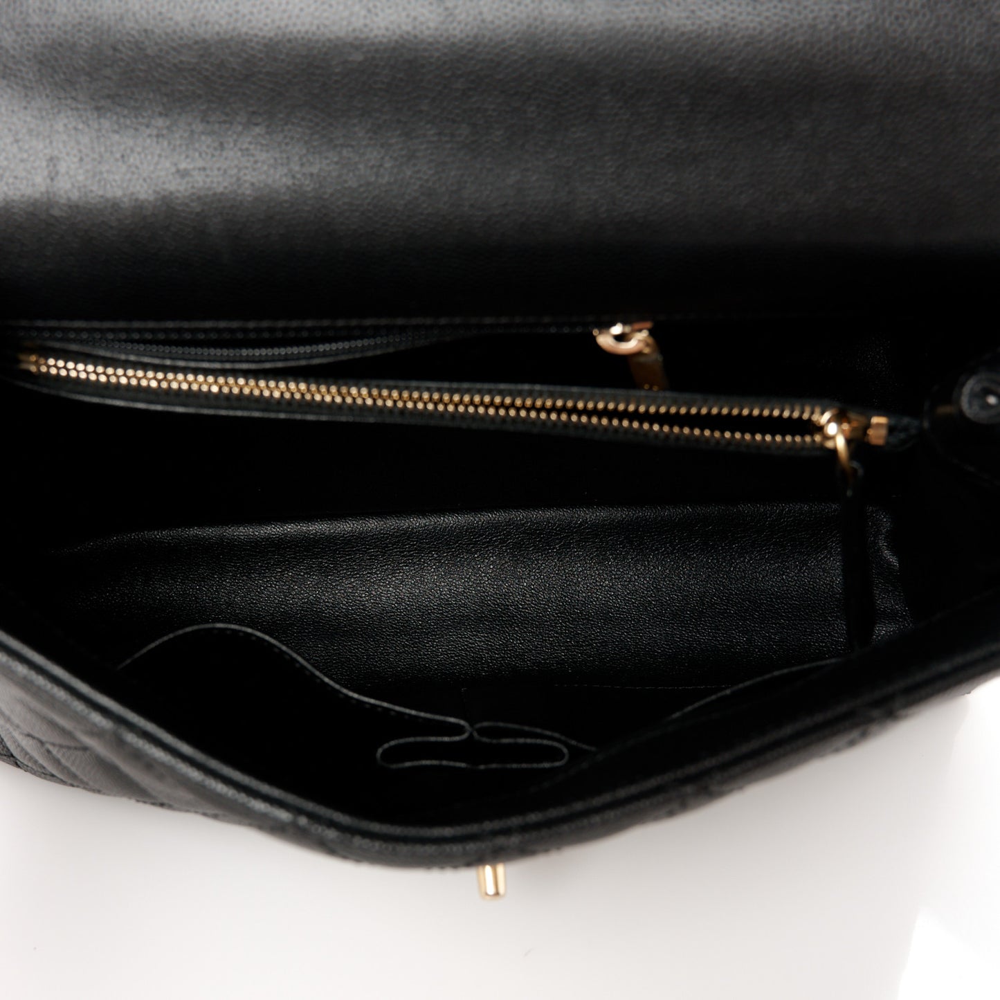 Caviar Lizard Embossed Quilted Small Coco Handle Flap Black