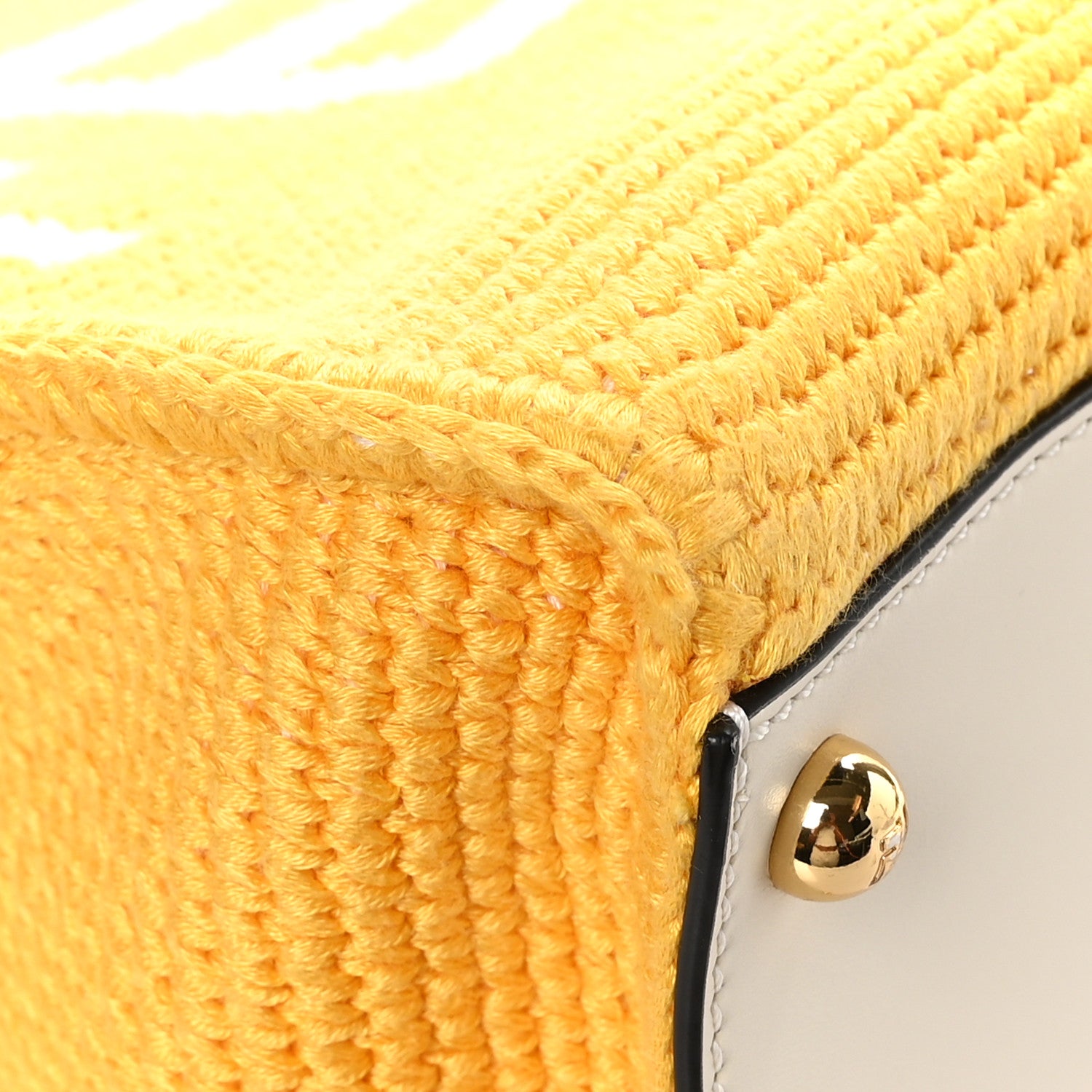Fendi Crochet Vitello King Logo Plexiglass Medium Fendi Sunshine Shopper Tote Mimosa Panna 8 of 11