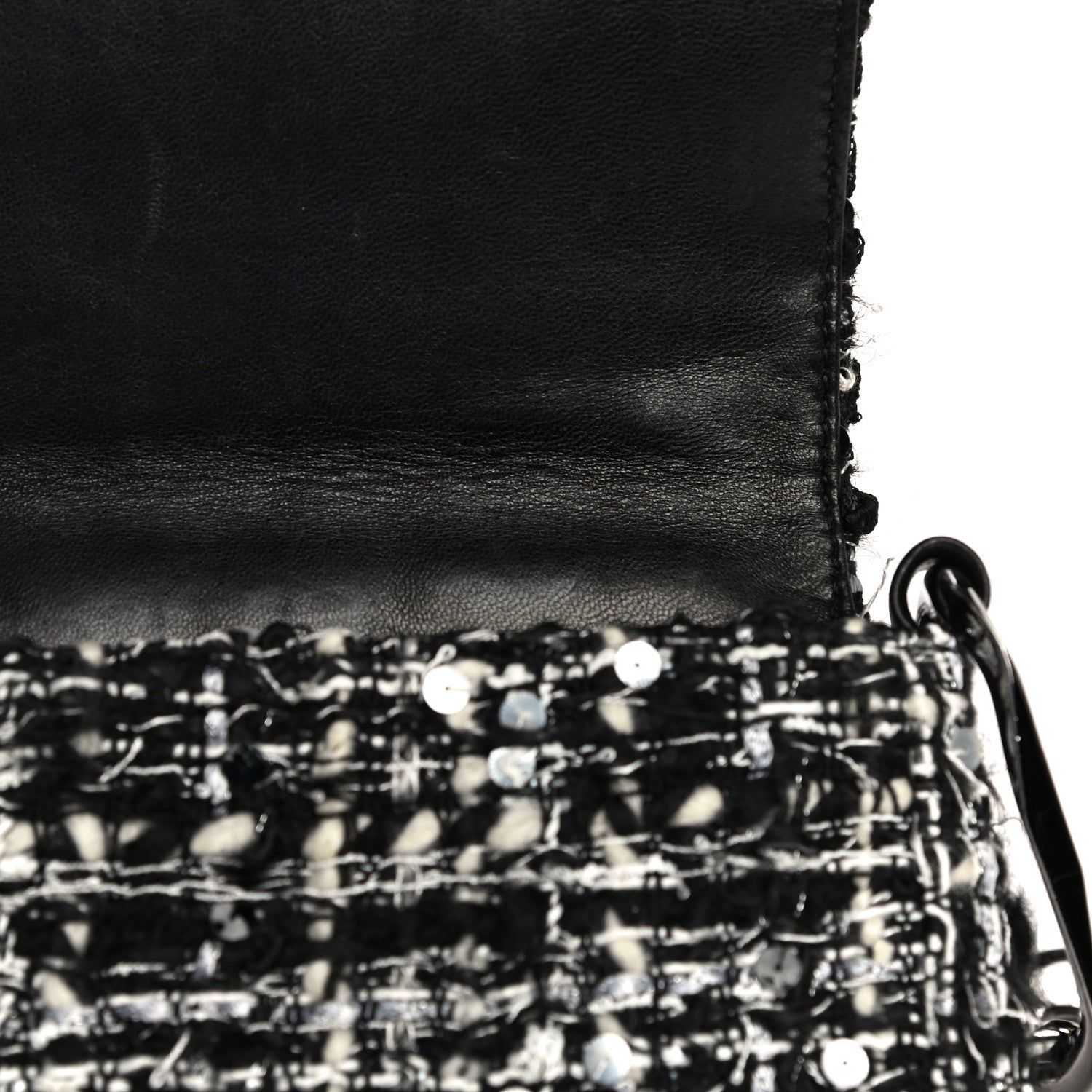 Chanel Sequin Tweed Single Flap Ecru Black 18 of 32