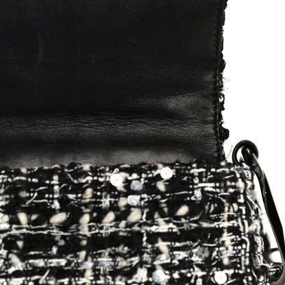 Chanel Sequin Tweed Single Flap Ecru Black 18 of 32