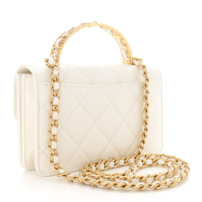 Chanel Shiny Calfskin Quilted Small Metal Top Handle Flap White 3 of 11
